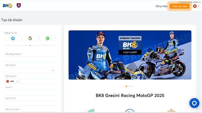 Đăng ký ngay ở website/ứng dụng nhà cái